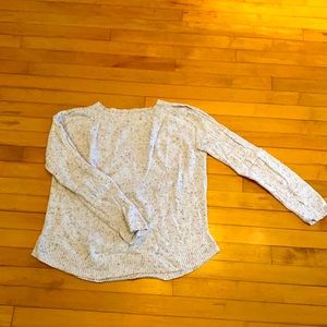 Loft Outlet Cream Flecked Boatneck Sweater Size L